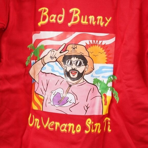 Red Bad Bunny Un Verano Sin Ti Hoodie‎ Size Large - Picture 4 of 7